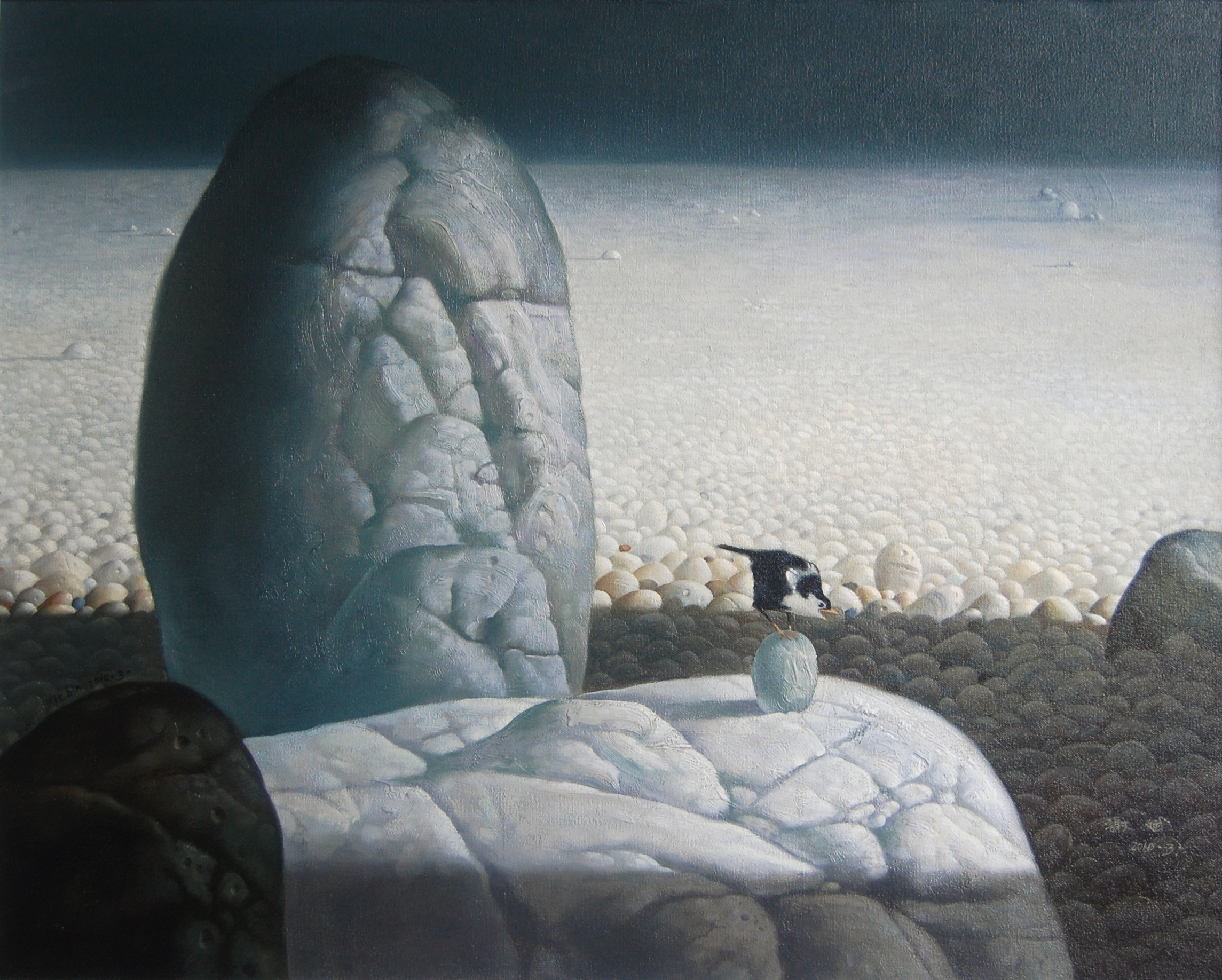 《独鸣》布面油画100cmX80cm   谢斌.JPG